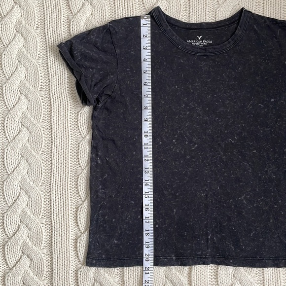 ⚡️3 for $20⚡️ American Eagle Speckled Black Rolled Sleeve T-Shirt - Picture 6 of 8